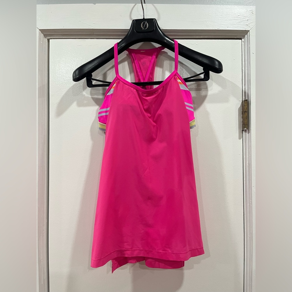 Lululemon Hot Pink Tank with Builtin Sports Bra SZ 6